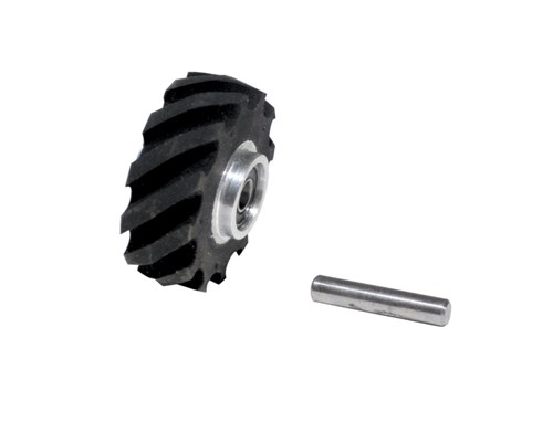 Ensamblaje de rueda de contacto, 2" diám. x 5/8" an. x 5/8" diám. int., cara de corona, caucho 40 Duro