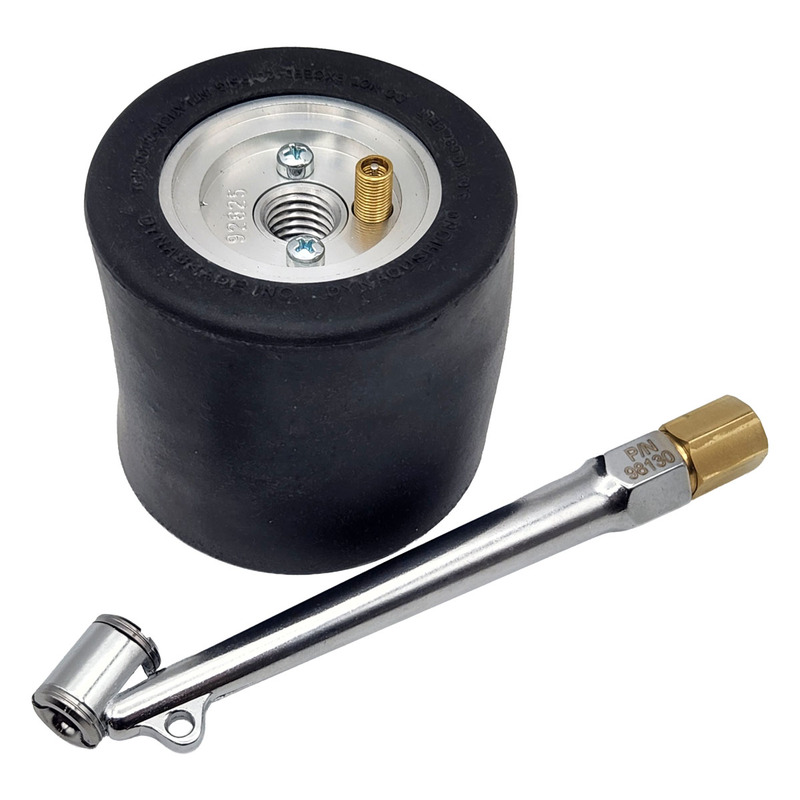 3-1/4" (83 mm) de diâmetro x 3" (76 mm) de largura Roda pneumática Dynacushion padrão