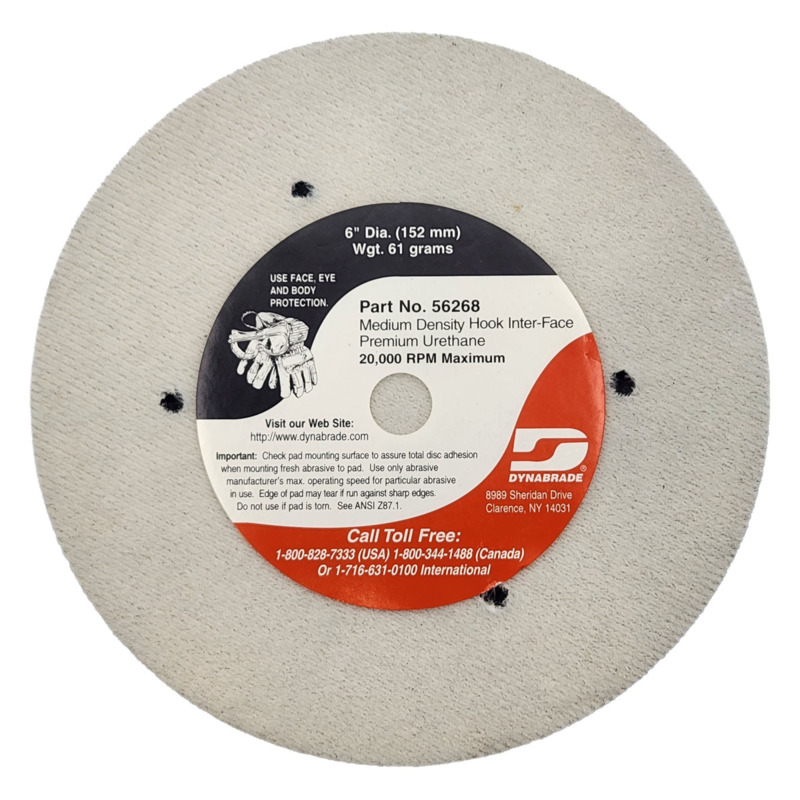 Almohadilla de disco, 6" NV cara de gancho Med 1/4" Thk