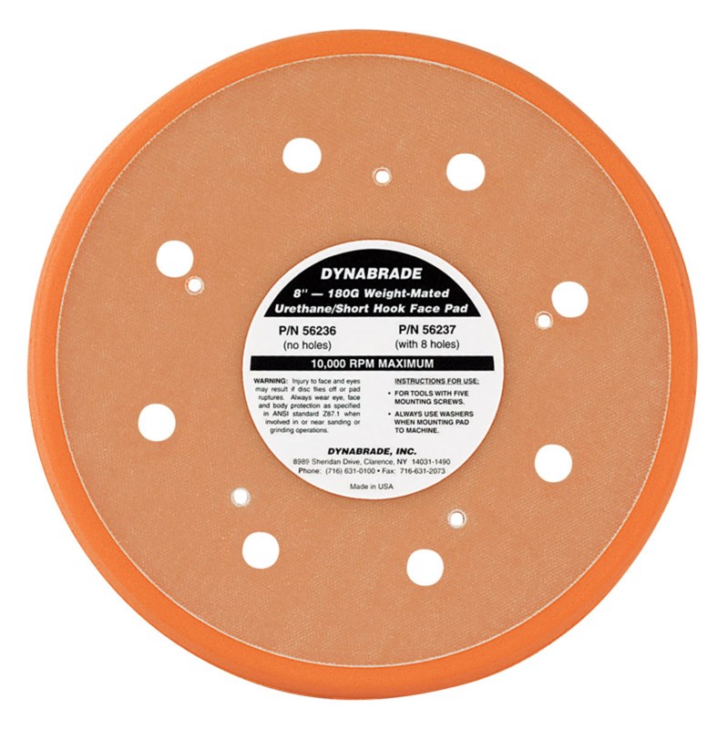 8" (203 mm) diam. Disque d'aspiration, velcro, Short Nap