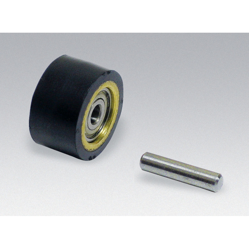 Contact Wheel Ass'y, 5/8" Dia. x 3/8" W x 3/8" I.D., Crown Face, 70 Duro Rubber