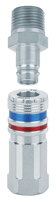 Assemblage d'un coupleur femelle 1/2" et d'un bouchon mâle 1/2".