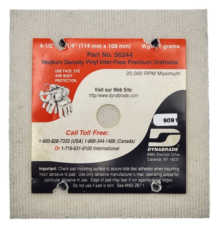 Sanding Pad, 4-1/4" W x 4-1/2" L NV Vinyl-Face Med 1/4" Thk