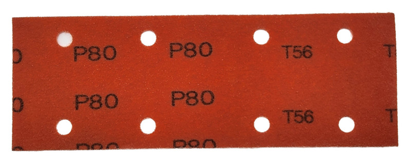 2-3/4" x 8" Dynacut Extreme Orange Film 80 Grit Vacuum Sheets, Hook and Loop
