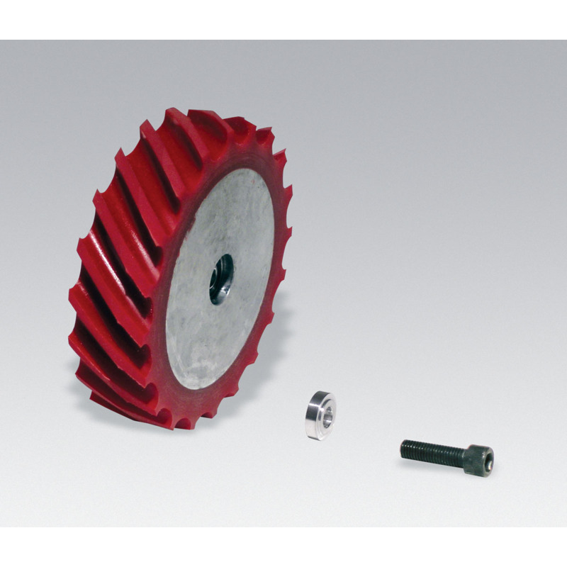 Contact Wheel Ass'y, 4" Dia. x 1" W x 5/8" I.D., Scoop Face, 60 Duro Urethane