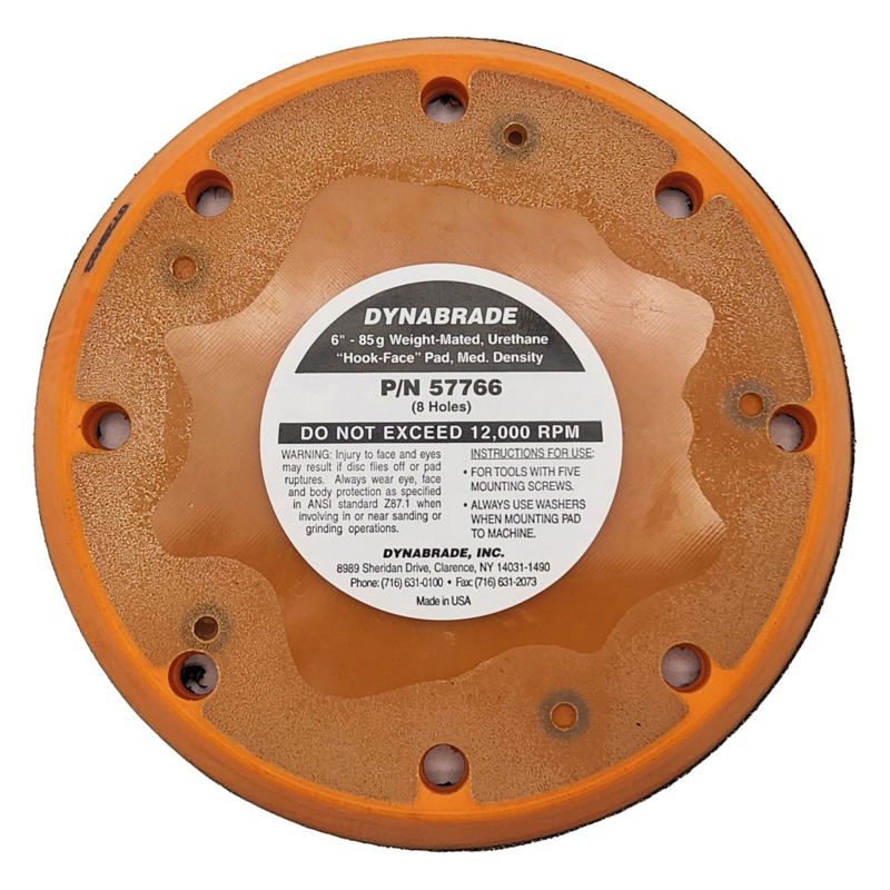 6" (150 mm) Vacuum Disc Pads, 5 Hole Mount, Hook Face, 8 Holes