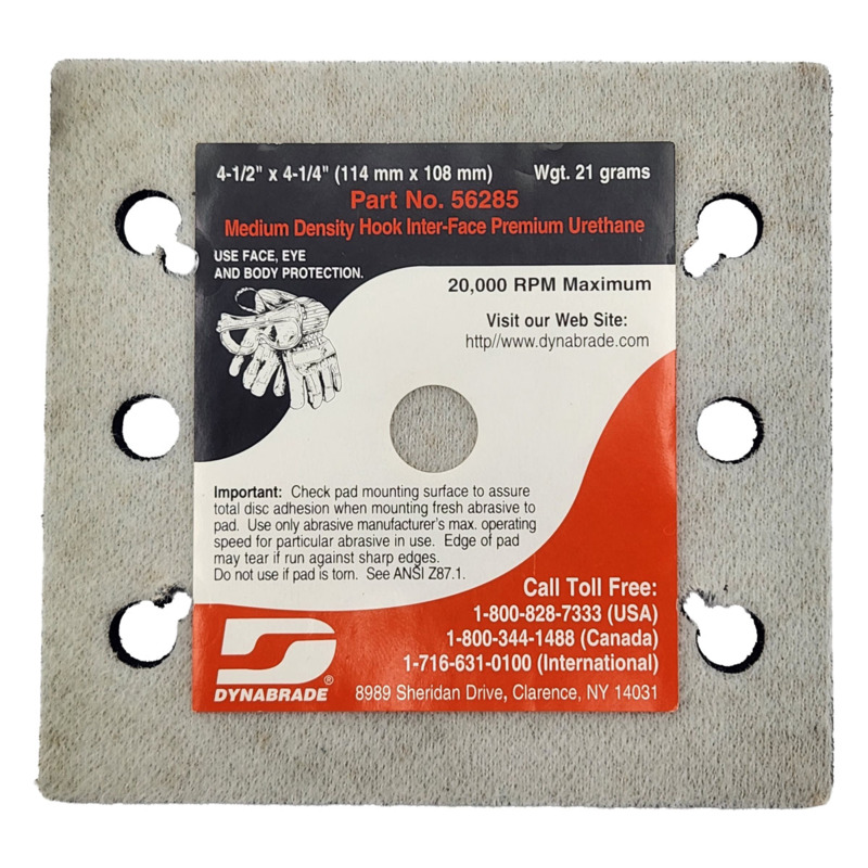 Almohadilla para lijar, 4-1/4" de ancho x 4-1/2" de largo, con cara de gancho Med 1/8