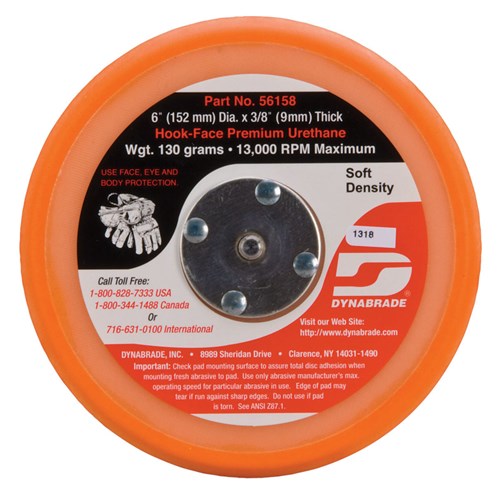 6" (152 mm) Dia. Non-Vacuum Disc Pad, Hook-Face, Short Nap