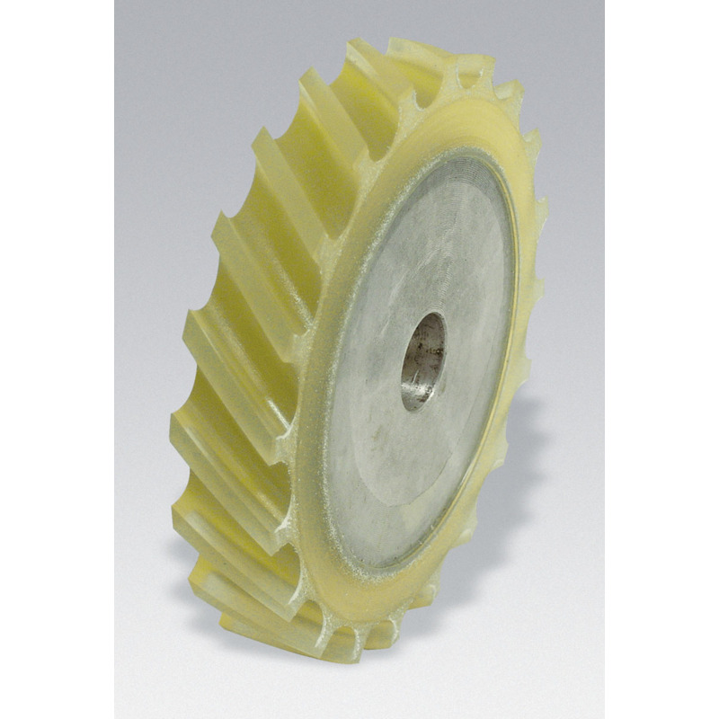 Contact Wheel, 4" Dia. x 5/8" W x 5/8" I.D., Scoop Face, 90 Duro Urethane