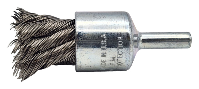 Spazzola con estremità a filo intrecciato 3/4" (19 mm) di diametro x 0,014 x 7/8" in acciaio inossidabile