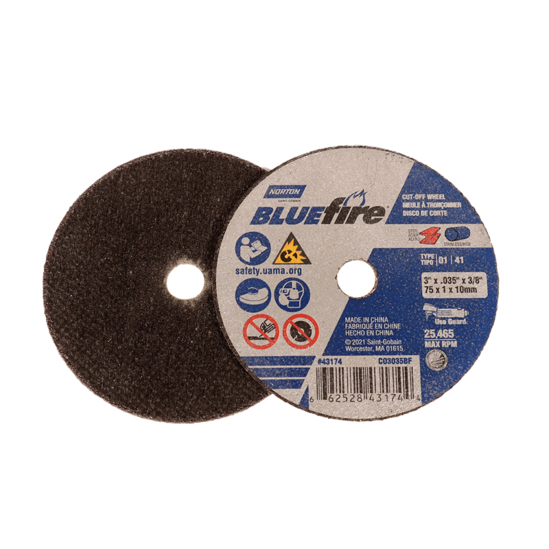 Disco da taglio rinforzato Z/A con diametro di 76 mm, larghezza di 0,035 mm e spessore di 3/8"